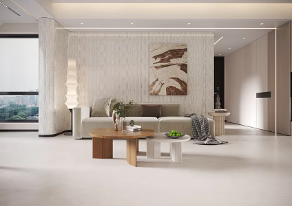 Modern Living Room Cream Guest Dining Room 3d model