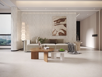 Modern Living Room Cream Guest Dining Room 3d model