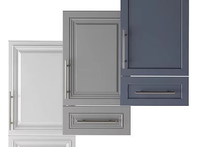 Decorative Ornament Set With White Gray Navy Cabinet Doors Metal Handles And Drawer Design 3d model