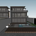 Modern Detached Villa Exterior Design With Glass Balcony Large Windows And Outdoor Greenery