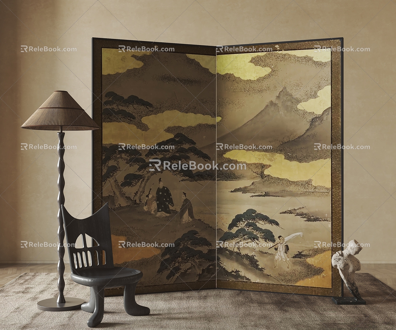 New Chinese Style Screen Screen Partition 3d model