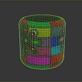 Colorful Cylindrical Household Storage Container With Flower Pattern And Multicolored Blocks