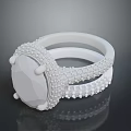Elegant White Decorative Ring With Round Center Stone And Beaded Design 3d model