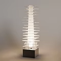 Modern Layered Floor Lamp With Transparent Panels And Black Square Base