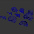 Black Textured Sculptural Scene Components In Various Sizes And Shapes
