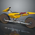 Futuristic Yellow Motorcycle with Red Seat Large Wheels and Concept Design Styling