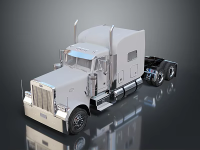 White Heavy Duty Truck With Chrome Accents And Modern Cab Design 3d model