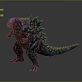 Detailed Teal Colored Godzilla Game Movie Character With Spiked Back And Fierce Design
