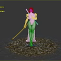 White Armored Female Warrior Character Wielding Dual Swords on Gravel Ground