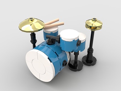 Lego toy blocks drum set musical instrument 3d model