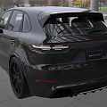 Black Porsche Cayenne SUV with Sporty Modified Exterior Design and Modern Building Background