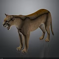 Realistic 3D Brown Cougar Standing with Open Mouth on Dark Background