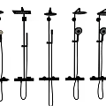 Modern Shower Systems Featuring Multiple Styles With Rainfall And Handheld Heads 3d model