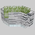 Modern Office Building Architectural Design With Green Roof And Horizontal Exterior Lines