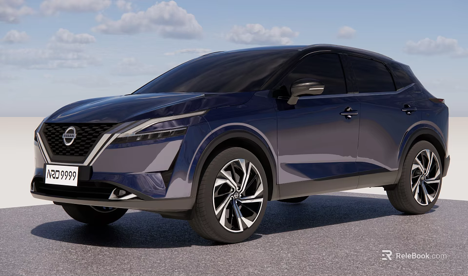 Nissan Blue SUV Car With Modern Sleek Body And Alloy Wheels Design 3d model 