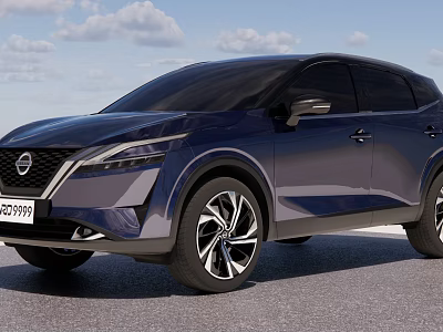 Nissan Blue SUV Car With Modern Sleek Body And Alloy Wheels Design 3d model
