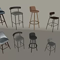 Modern Bar Stools With Various Upholstered Designs And Metal Legs For Kitchen Interior