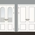 White Double Doors With Glass And Solid Panels Golden Handles For Home Interior Design