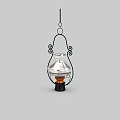 Vintage Style Chandelier With Black Metal Frame Swirl Designs And Silver Lampshade