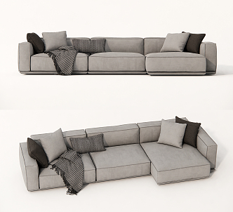 Modern corner sofa multi-person sofa leisure sofa long sofa pillow 3d model