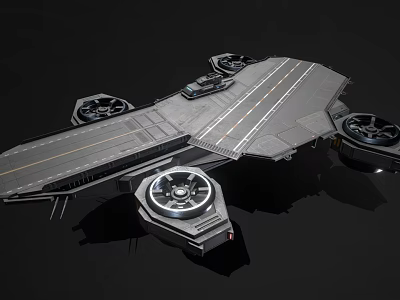 Futuristic Science Fiction Warship Featuring Large Deck Multiple Thrusters And Metallic Structure 3d model