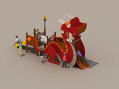 Modern Slide Chinese Dragon Slide 3d model