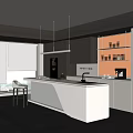 Modern Open Kitchen Interior Design With Island Counter Cabinets And Pendant Lights