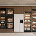Modern Kitchen Interior Featuring Built in Appliances White Refrigerator And Wooden Cabinets