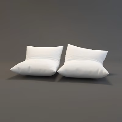 Two White Simple Soft Plush Decorative Pillows on Gray Background 3d model