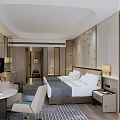 Hotel Guest Room Interior With Two Beds Nightstand Table Lamp And Decorative Carpet