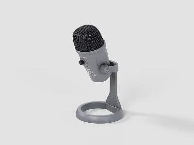 Gray Microphone With Stable Stand Design For Daily Use Electrical Appliance 3d model