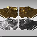 Two Pairs of Gold and Gray Wing Shaped Decorative Wall Decor