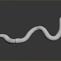White Striped Worm on Gray Background with Smooth Curved Body and Reflection 3d model