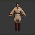 3D Standing Robed Character Creature Wearing Beige Robe Dark Belt Red Stockings And Red Shoes