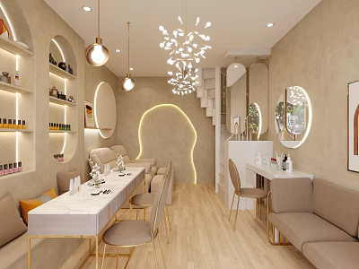Elegant Modern Relaxing SPA Sauna Interior With Warm Lighting And Natural Decor 3d model