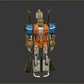 Colorful Robot Action Figure With Orange Blue Silver Mechanical Wings And Standing Pose