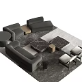 Modern Gray Sofa and Coffee Table Set with Chairs Side Tables and Marble Top 3d model