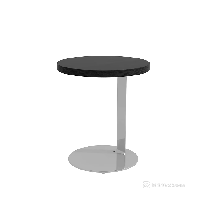 Round Coffee Table With Black Tabletop And Silver Metal Stand 3d model