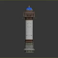 Traditional Tower Architecture With Blue Dome Brown Upper Structure White Body And Polygonal Base