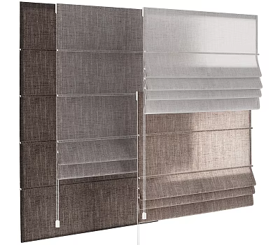 Venetian Blinds In Various Textured Fabrics With Neutral Gray And Brown Tones 3d model