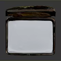 Open Decorative Porcelain Storage Box With Landscape Figures And Gold Trim