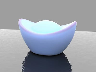 Modern Sculpture Carving Bowl Shaped White with Pink Rim and Smooth Surface on Reflective Base 3d model
