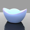 Modern Sculpture Carving Bowl Shaped White with Pink Rim and Smooth Surface on Reflective Base