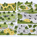 Park Landscape Design With Green Spaces Curved Paths Recreational Areas And Play Zones