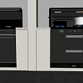 Modern Kitchen Cooking Appliances Featuring Built-in Stoves With Blue Flames And Gray Cabinets