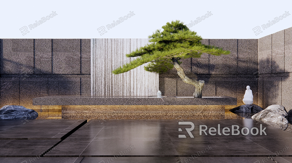 New Chinese style landscape wall flowing water landscape wall model