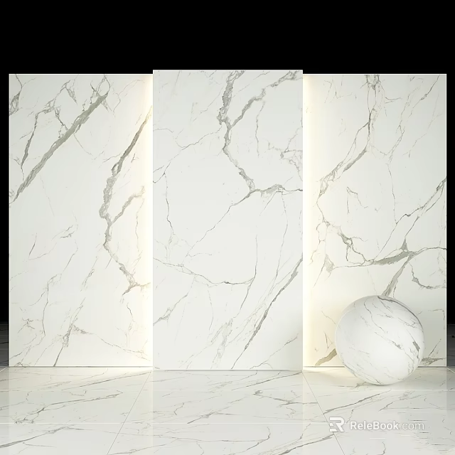 Marble Components Showcase With White Panels And Sphere Decoration 3d model