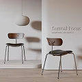Modern Dining Chairs With Wooden Back And Metal Legs In Minimalist Interior Design