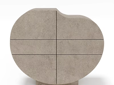 Modern Minimalist Decorative Cabinet With Round Shape Square Panel And Textured Surface 3d model