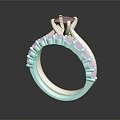 Elegant Platinum Diamond Ring With Central Stone And Side Accent Diamonds